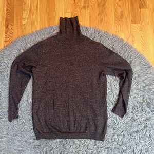 Susan Graver Navy Golden Metallic Turtleneck Sweater Size M